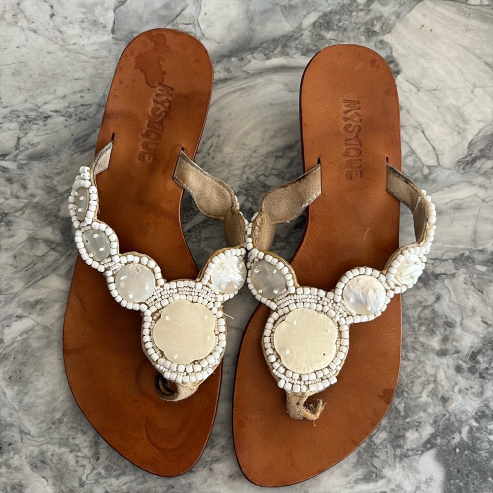 Mystique Women's, Kitten Heel, Beaded
Embellished Sandals size 8